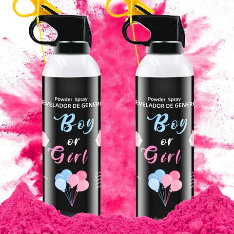 Gender Reveal & Baby Party Spray mit rosa Pulver