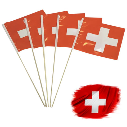 Schweizerfahne am Plastikstab