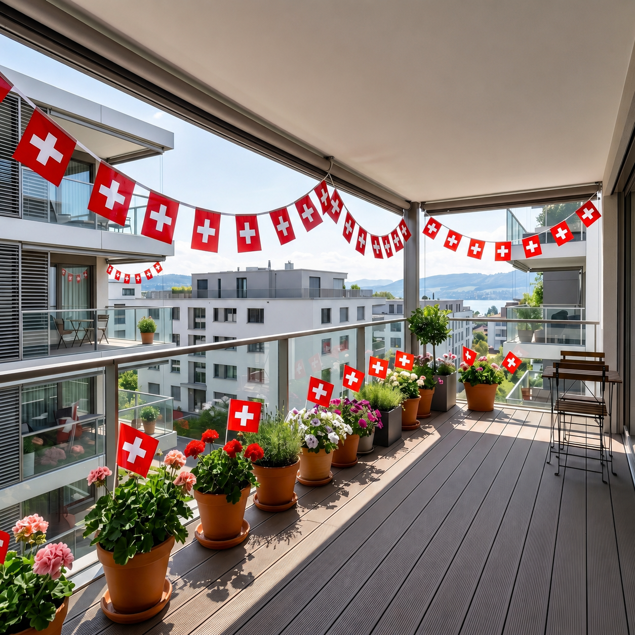 1. August Hausdeko-Set – Schweizer Dekoration für Haus, Balkon & Garten