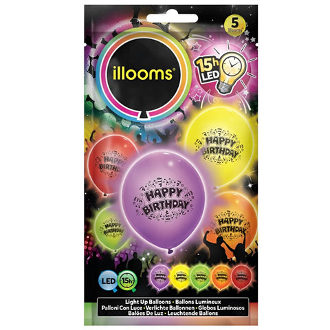 5 LED Ballone Happy Birthday - illooms