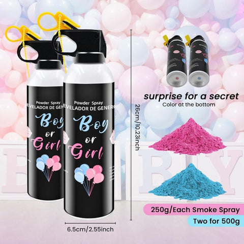 Gender Reveal & Baby Party Spray mit blauem Pulver