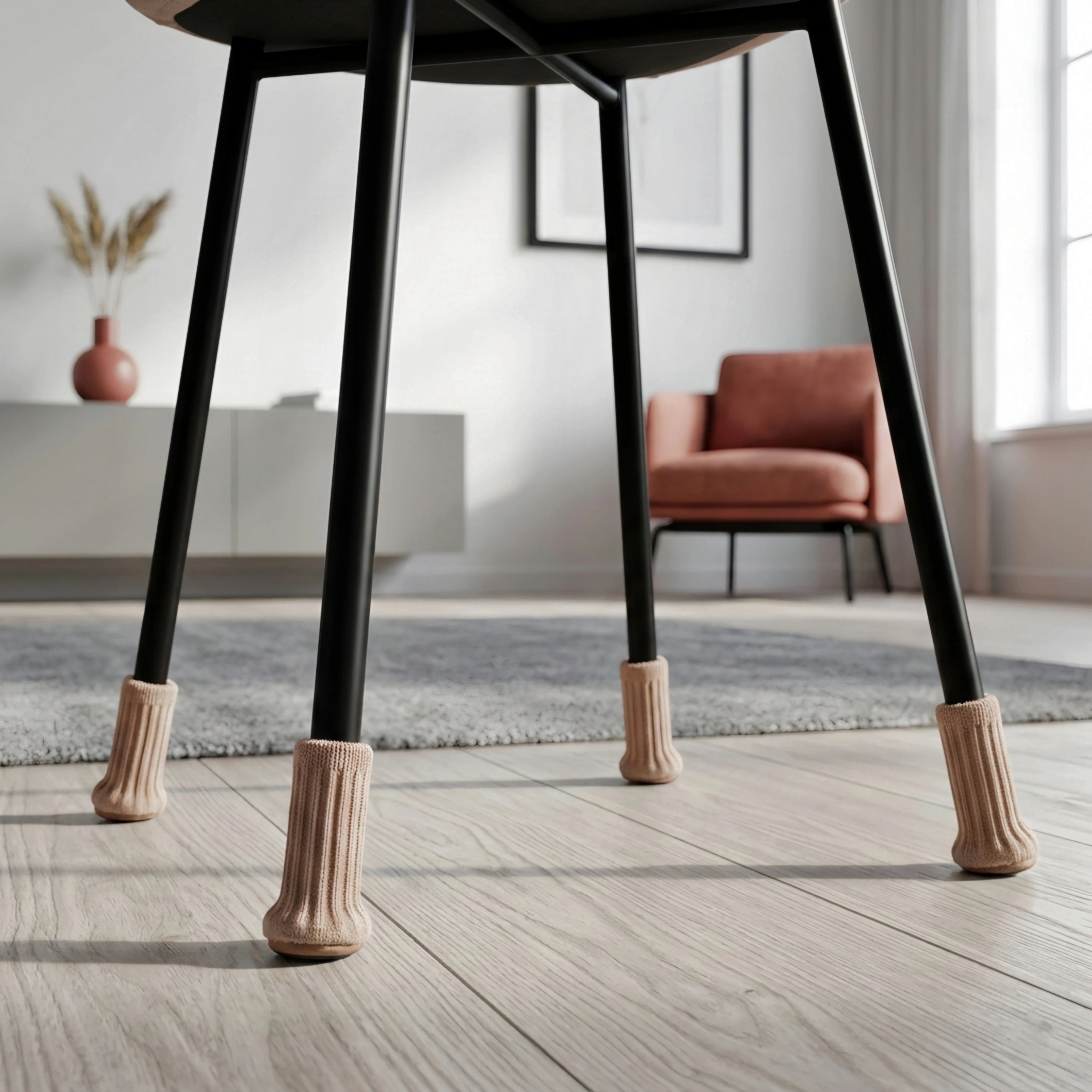 Stuhlsocken Beige Rot - Stuhlgleiter für Parkettboden