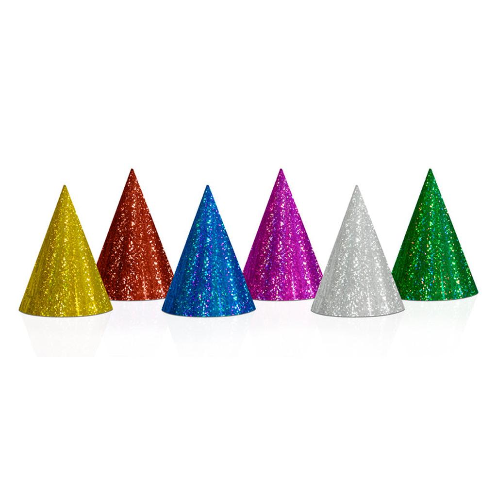 Holografische Partyhüte - 20 Stück, bunter Farbmix