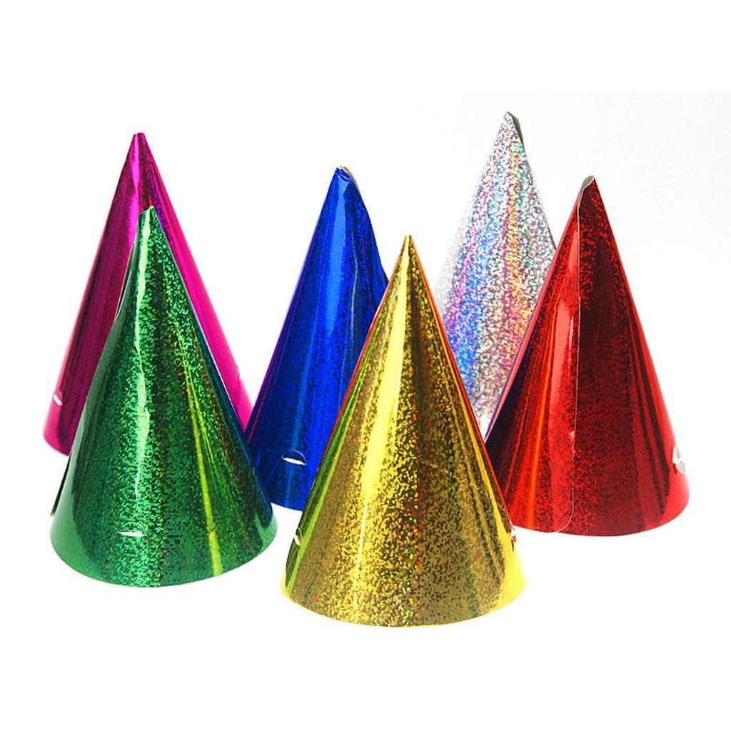 Holografische Partyhüte - 20 Stück, bunter Farbmix