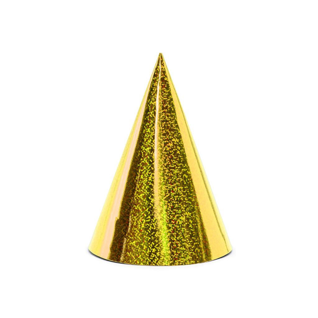 Partyhüte Gold Holografisch - 6 Stück
