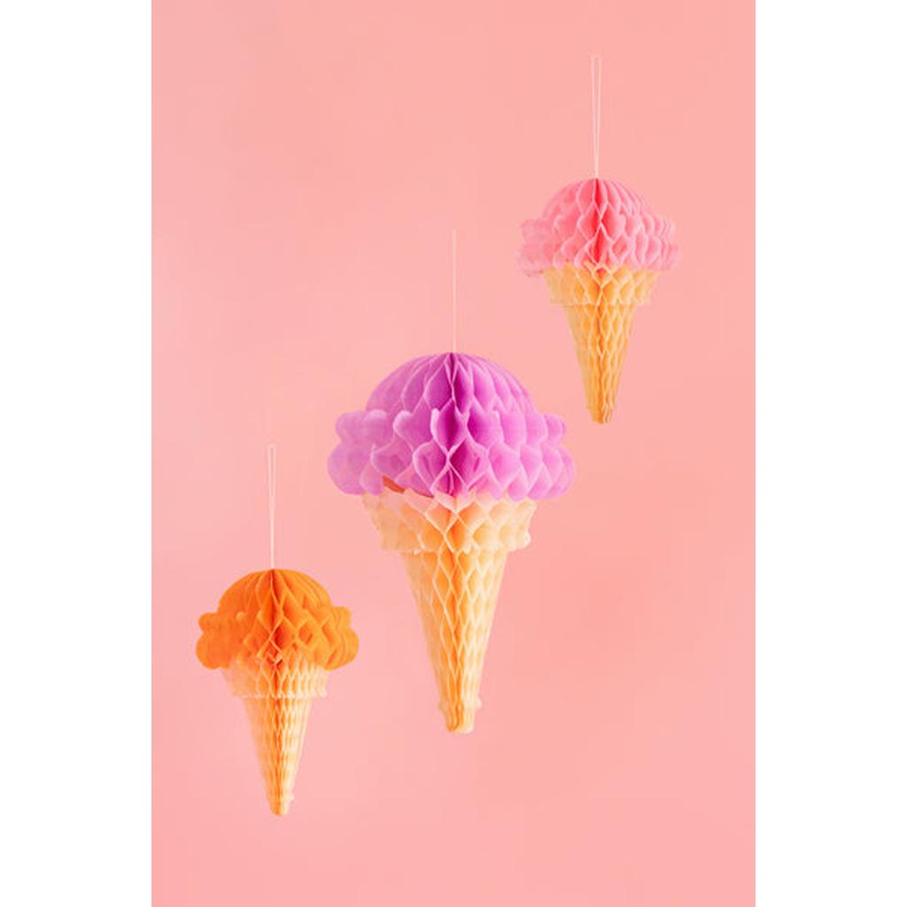 Seidenpapierdekorationen Eiscreme, 20-30 cm, Mix