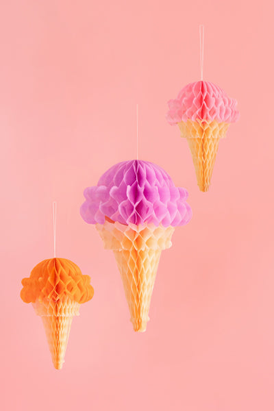 Seidenpapierdekorationen Eiscreme, 20-30 cm, Mix