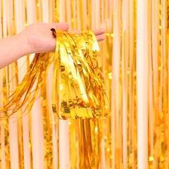 Deko Lametta Vorhang Glänzend für Party Gold (2x1m)