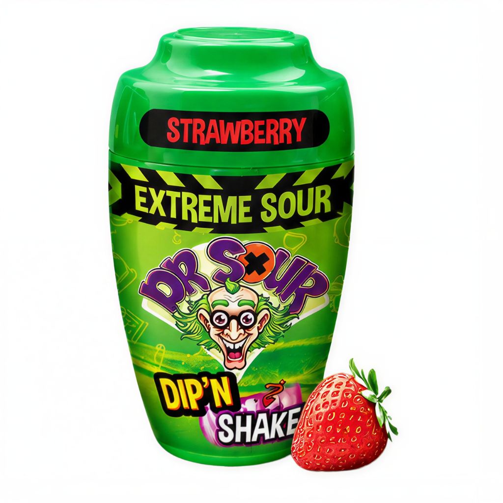 Dr. Sour Dip 'N Shake 21g 🍬 Saurer Lollipop Erdbeere