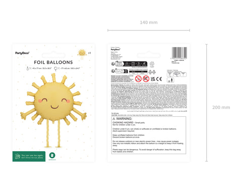 Folienballon Sonne, 91x77 cm, gelb