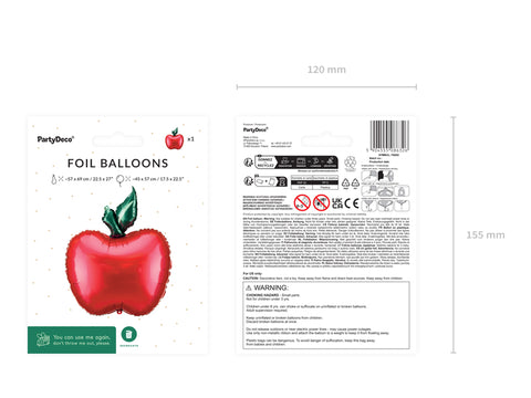 Folienballon Apfel, 57x69 cm, mix