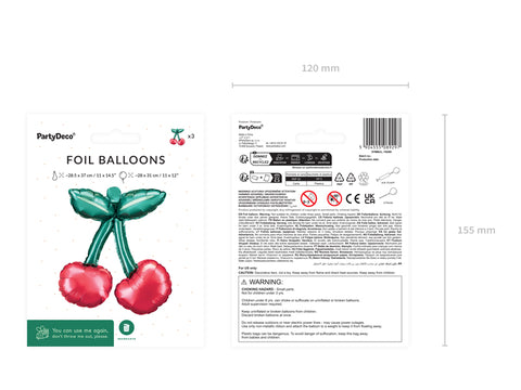 Folienballons Kirschen für Girlanden, 28x31 cm, Mix