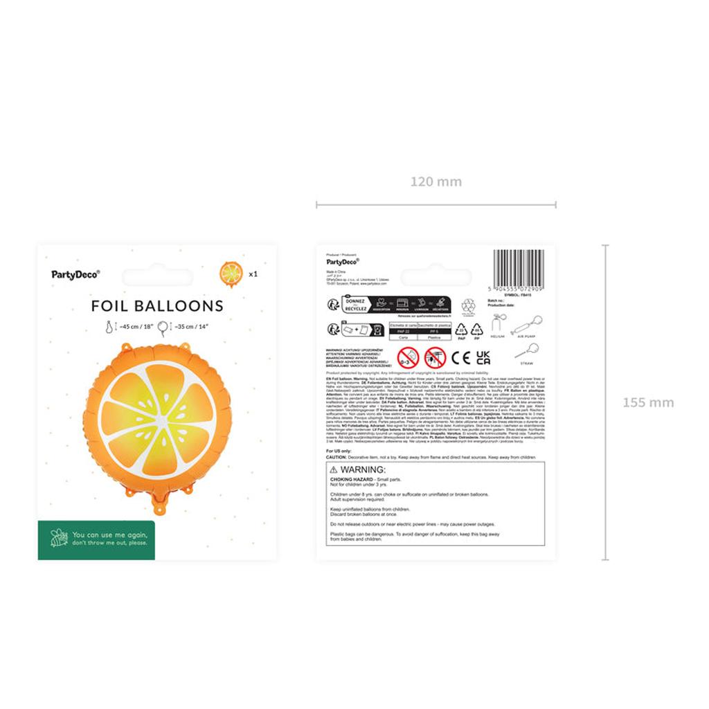 Folienballon Orange, 35 cm, orange