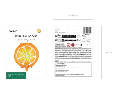 Folienballon Orange, 35 cm, orange