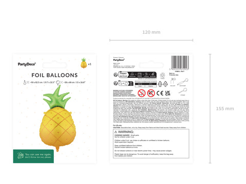 Folienballon Ananas, 38x68 cm, gelb