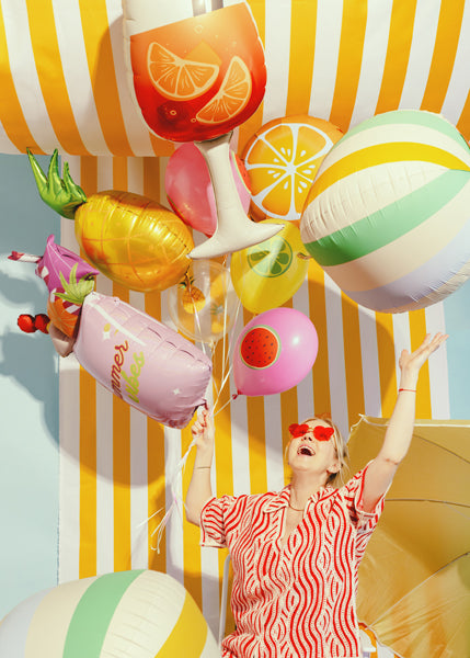 Folienballon Ball in Streifen, 75 cm, Mix