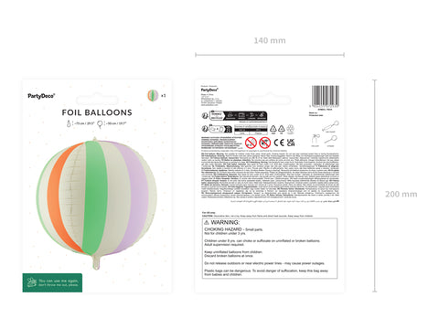 Folienballon Ball in Streifen, 75 cm, Mix