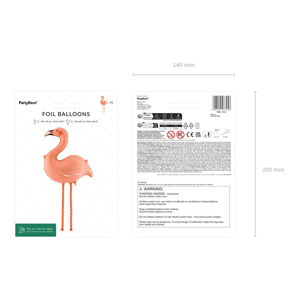 Folienballon Flamingo, 65x67 cm, korallenfarben