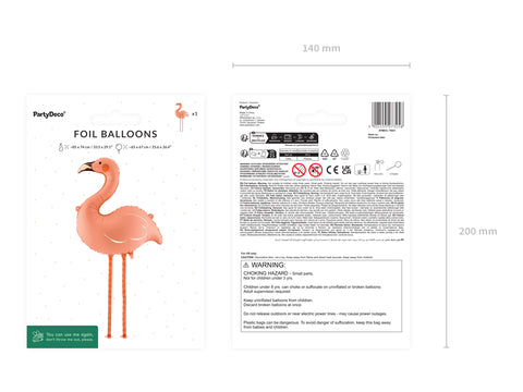 Folienballon Flamingo, 65x67 cm, korallenfarben