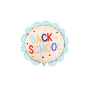 Folienballon Pastille mit Rüsche Back to school, 52x52 cm, creme-blau