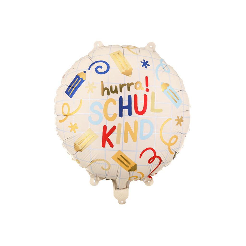 Folienballon Pastille Hurra Schulkind, 35x35 cm, creme