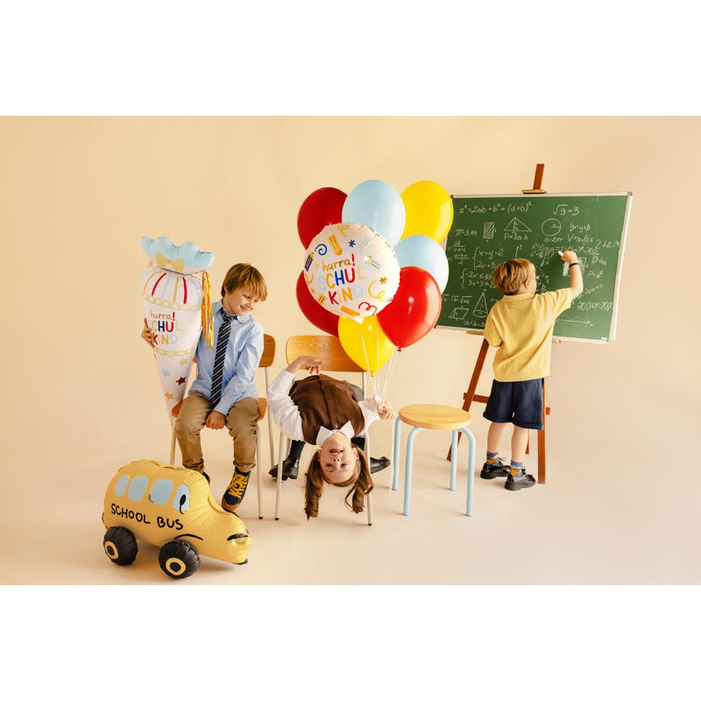 Folienballon Pastille Hurra Schulkind, 35x35 cm, creme