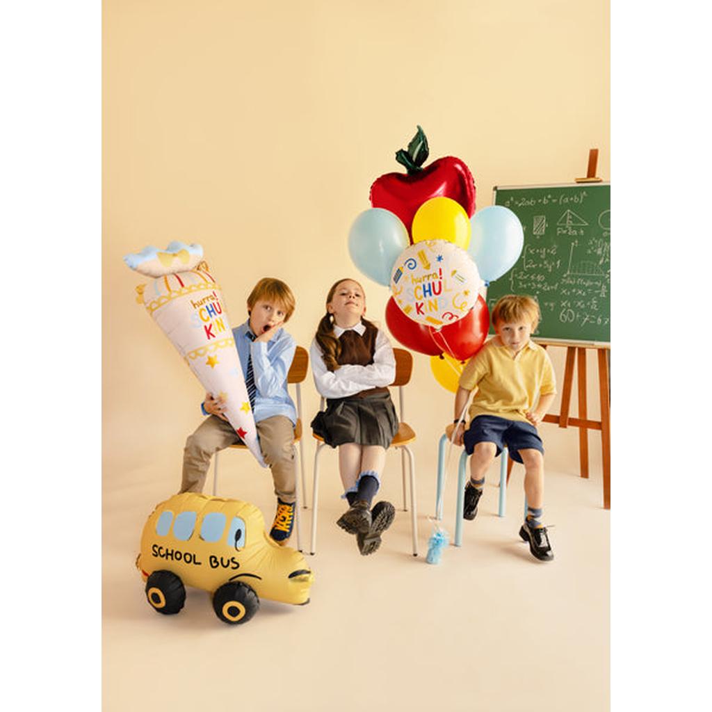 Folienballon Pastille Hurra Schulkind, 35x35 cm, creme