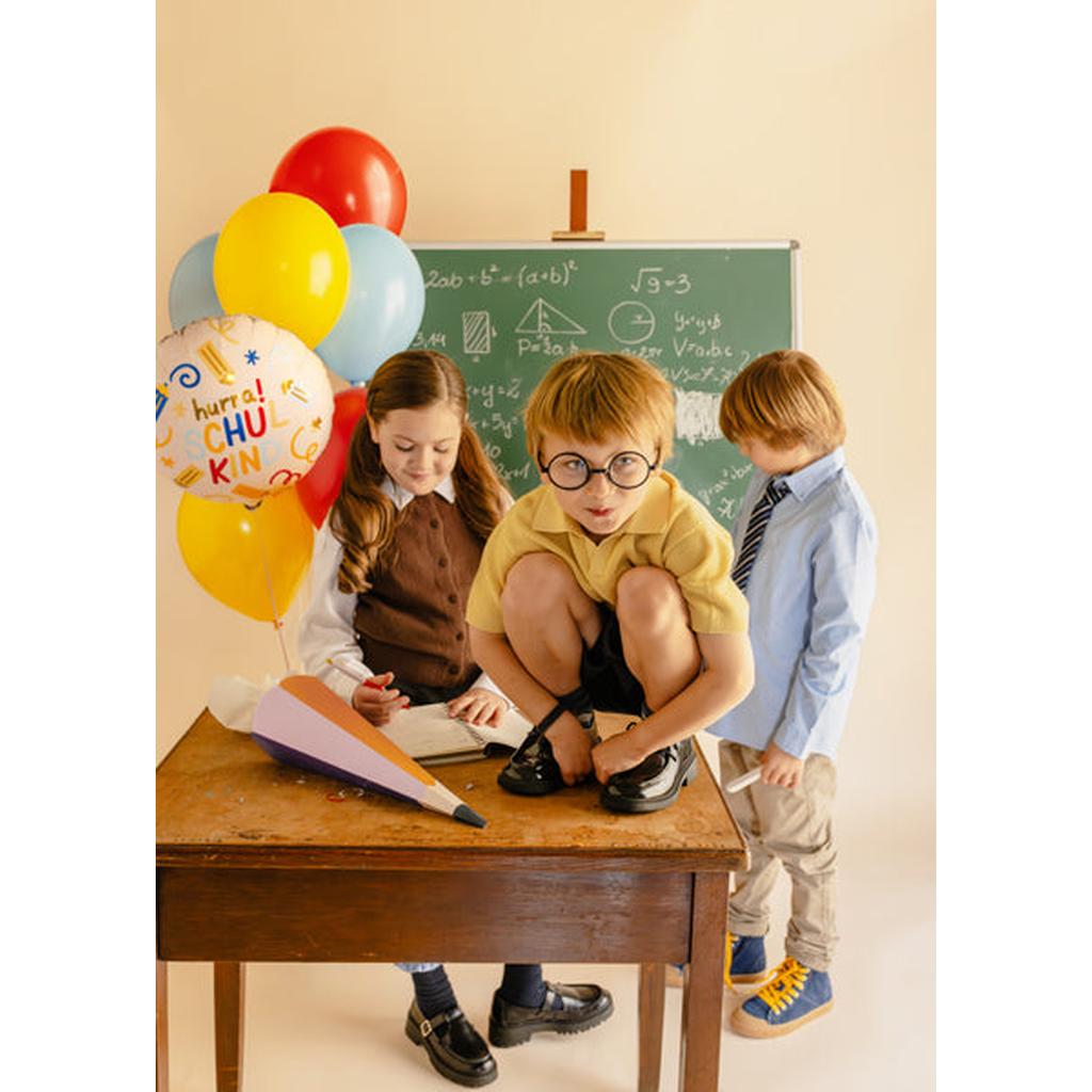 Folienballon Pastille Hurra Schulkind, 35x35 cm, creme