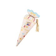 Folienballon Schultüte Hurra Schulkind, 34,5x99 cm, creme