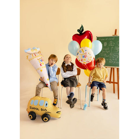 Folienballon Schultüte Hurra Schulkind, 34,5x99 cm, creme