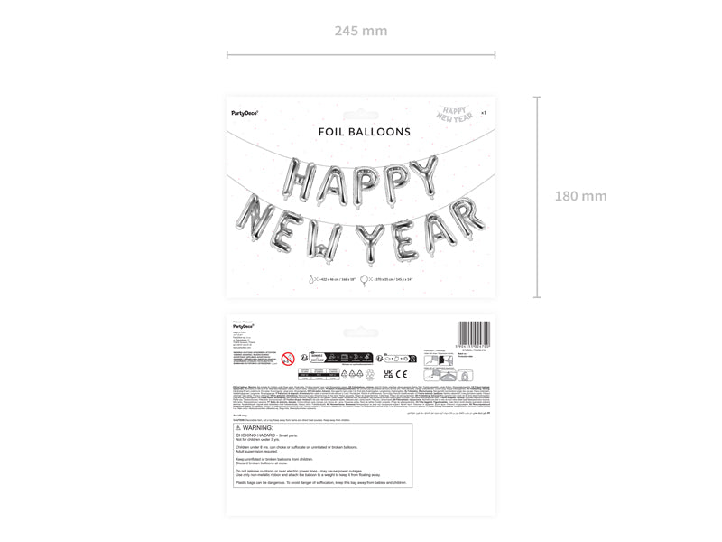 Folienballon Happy New Year Silber - 422 × 46 cm