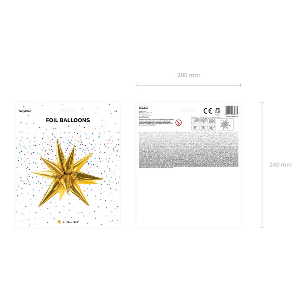Folienballon 3D-Stern Gold 70 cm