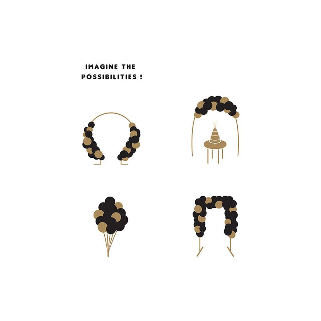 Ballongirlande Schwarz-Gold - 60 Ballons