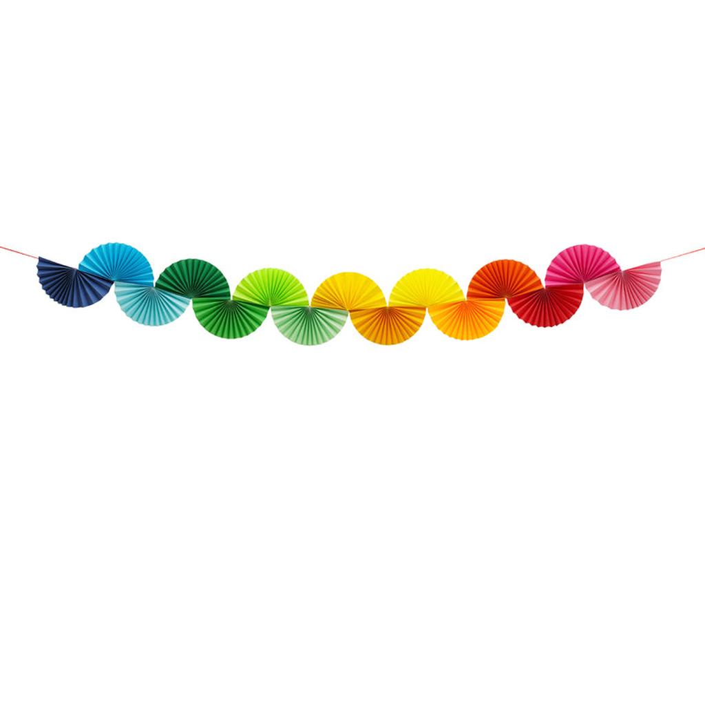 Papiergirlande Regenbogenfächer, 2,5m, Mix