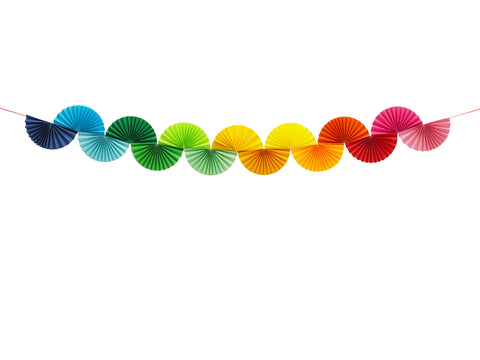 Papiergirlande Regenbogenfächer, 2,5m, Mix
