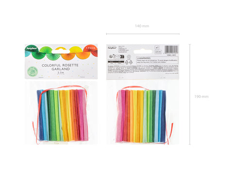 Papiergirlande Regenbogenfächer, 2,5m, Mix