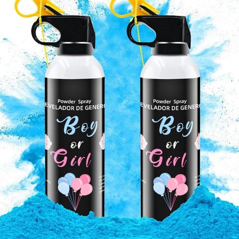 Gender Reveal & Baby Party Spray mit blauem Pulver