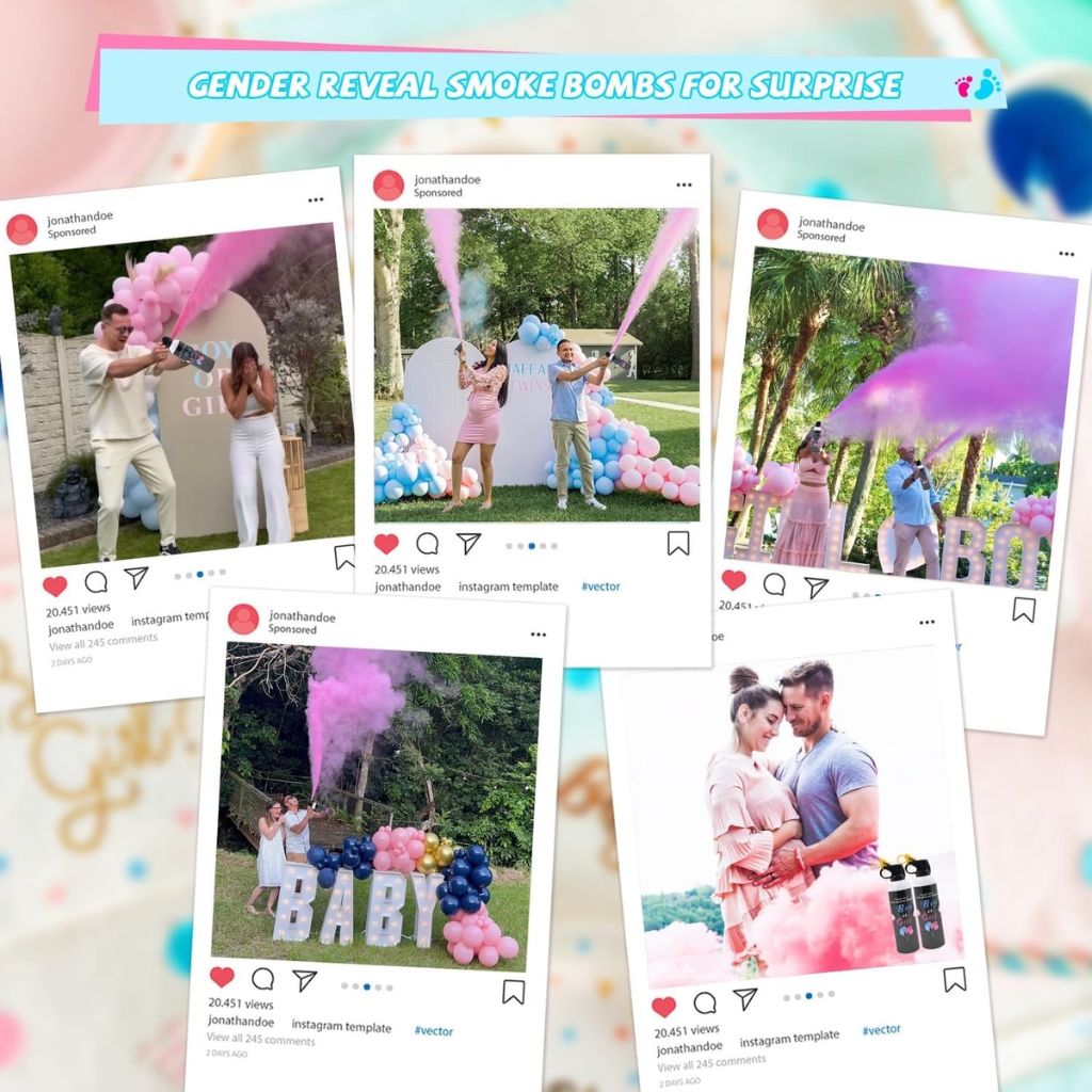 Gender Reveal & Baby Party Spray mit blauem Pulver