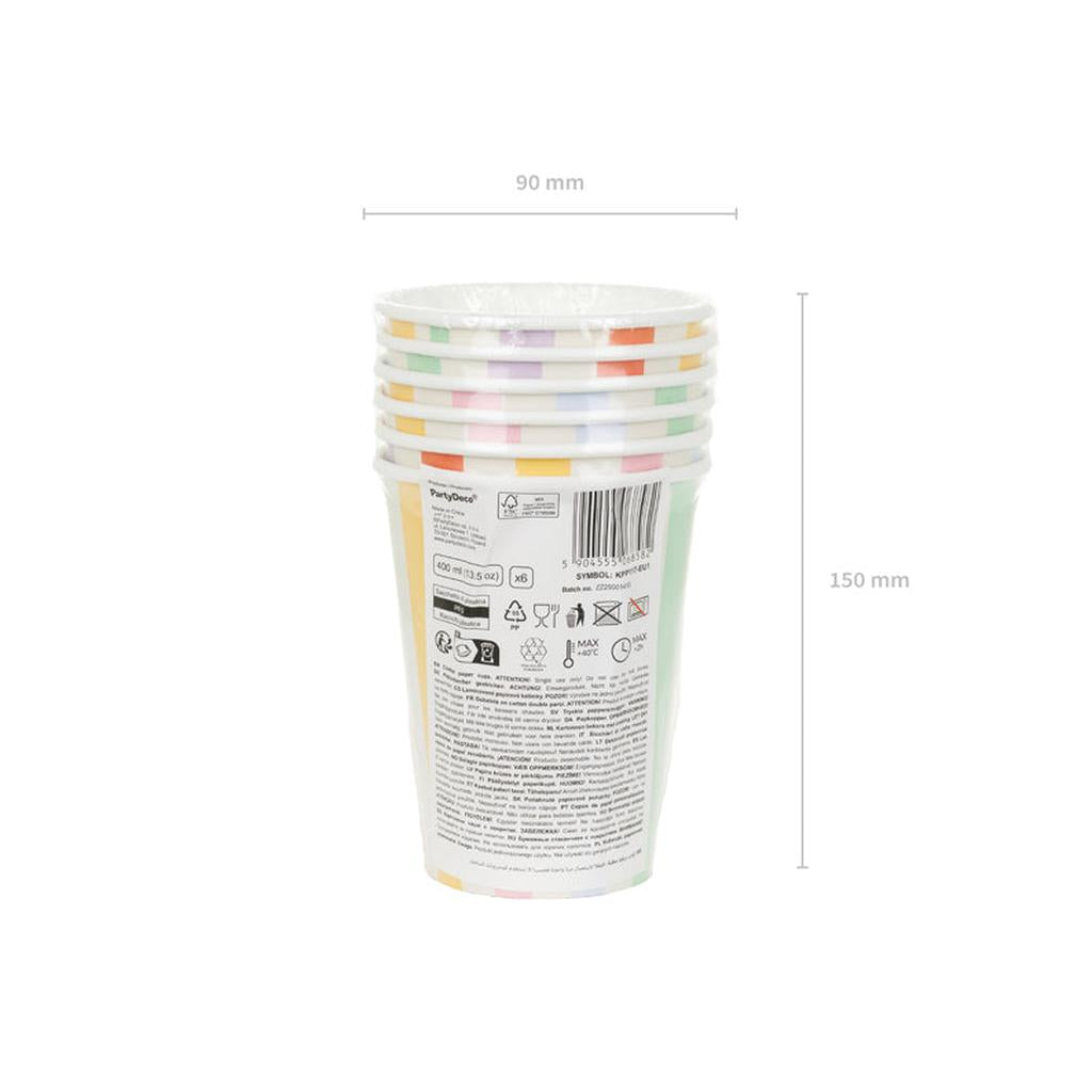 Pappbecher Streifen, 400 ml, Mix