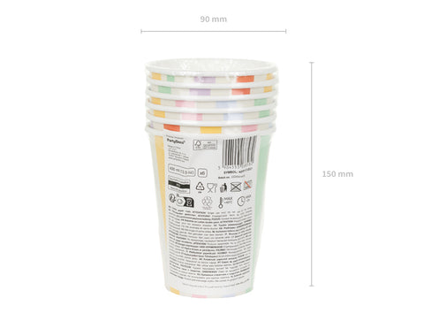 Pappbecher Streifen, 400 ml, Mix