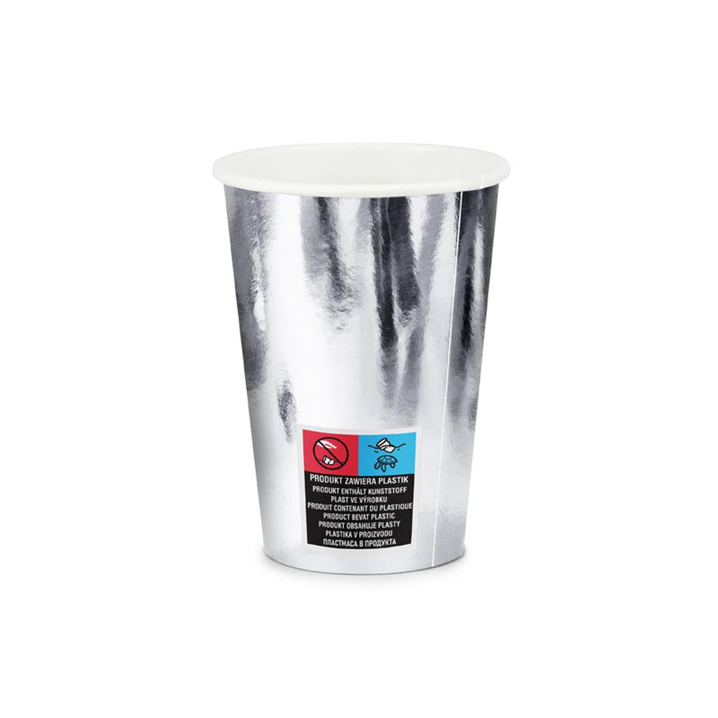 Pappbecher Silber 220 ml - 6 Stück