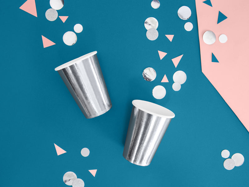 Pappbecher Silber 220 ml - 6 Stück