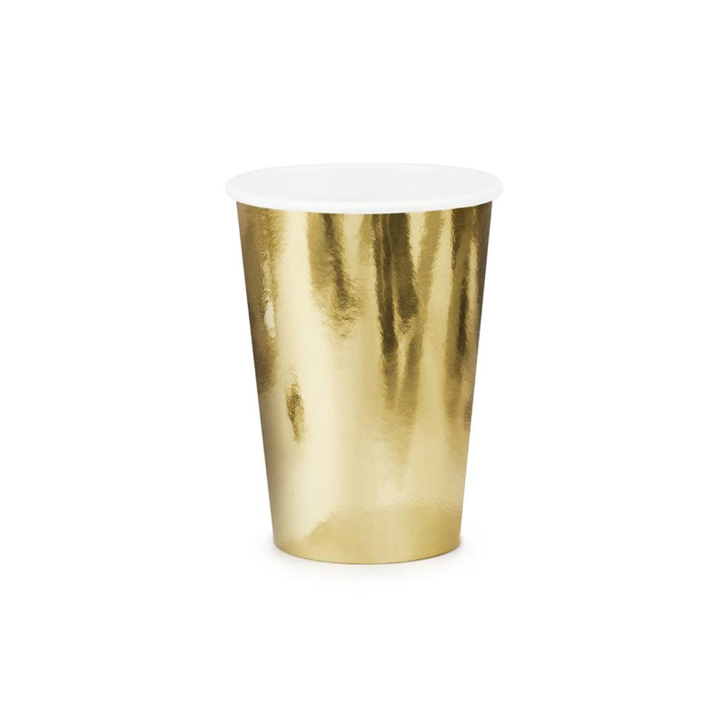 Pappbecher Gold-Metallic 220 ml - 6 Stück