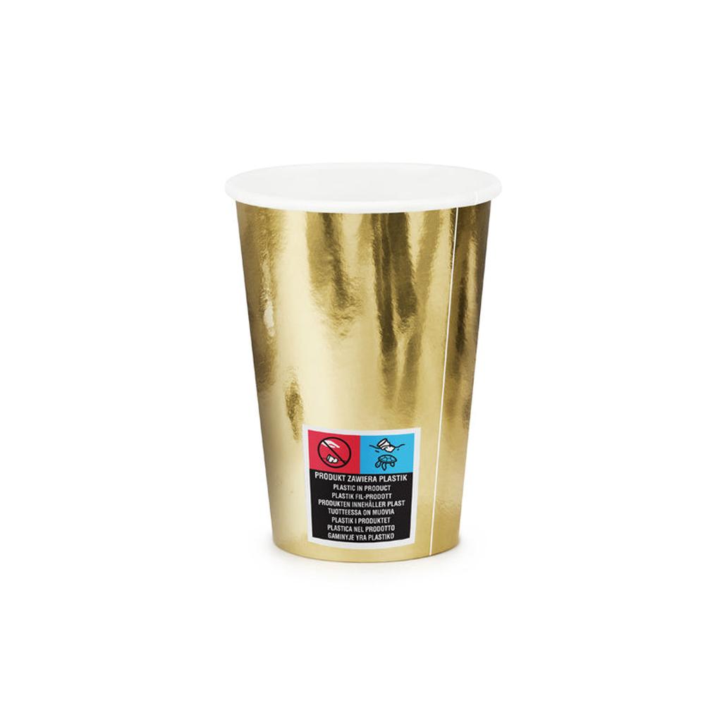 Pappbecher Gold-Metallic 220 ml - 6 Stück