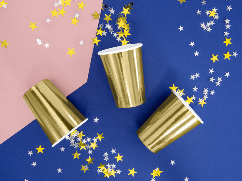 Pappbecher Gold-Metallic 220 ml - 6 Stück