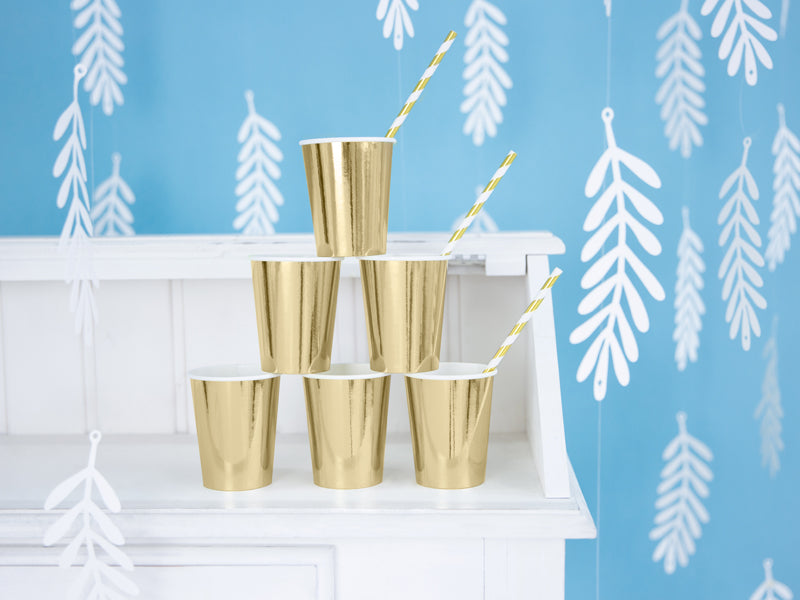 Pappbecher Gold-Metallic 220 ml - 6 Stück
