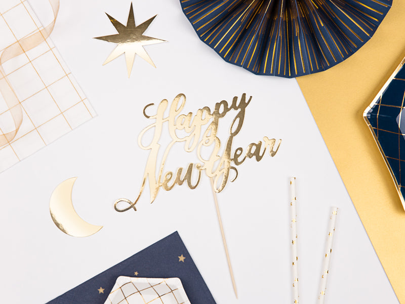 Caketopper Happy New Year Gold - 24 cm