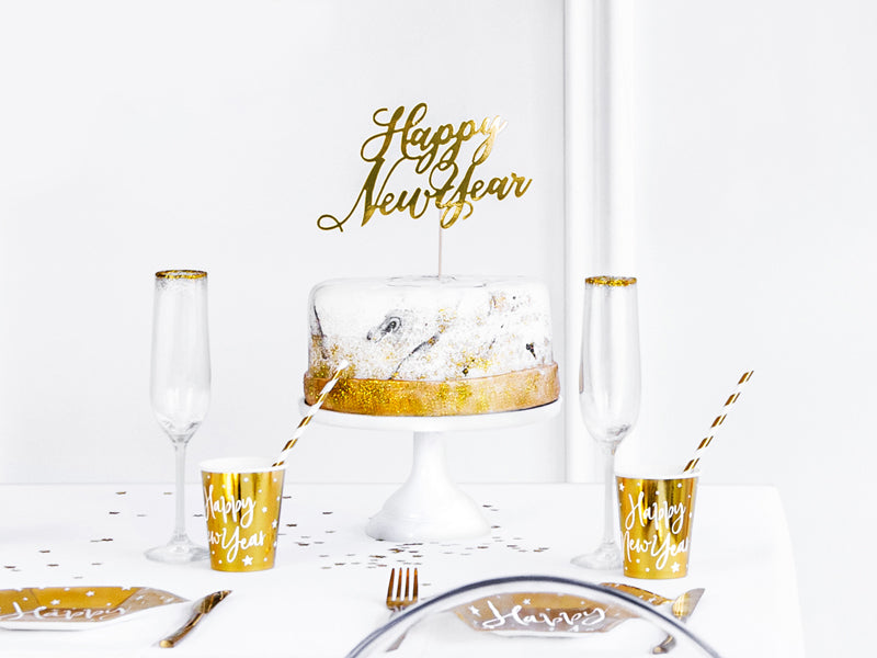 Caketopper Happy New Year Gold - 24 cm