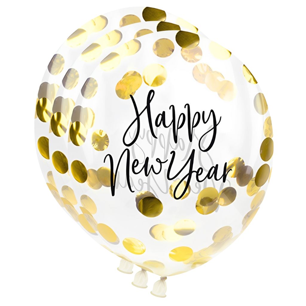 3x Konfetti Ballone Happy New Year