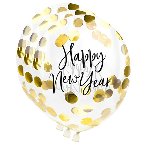 3x Konfetti Ballone Happy New Year